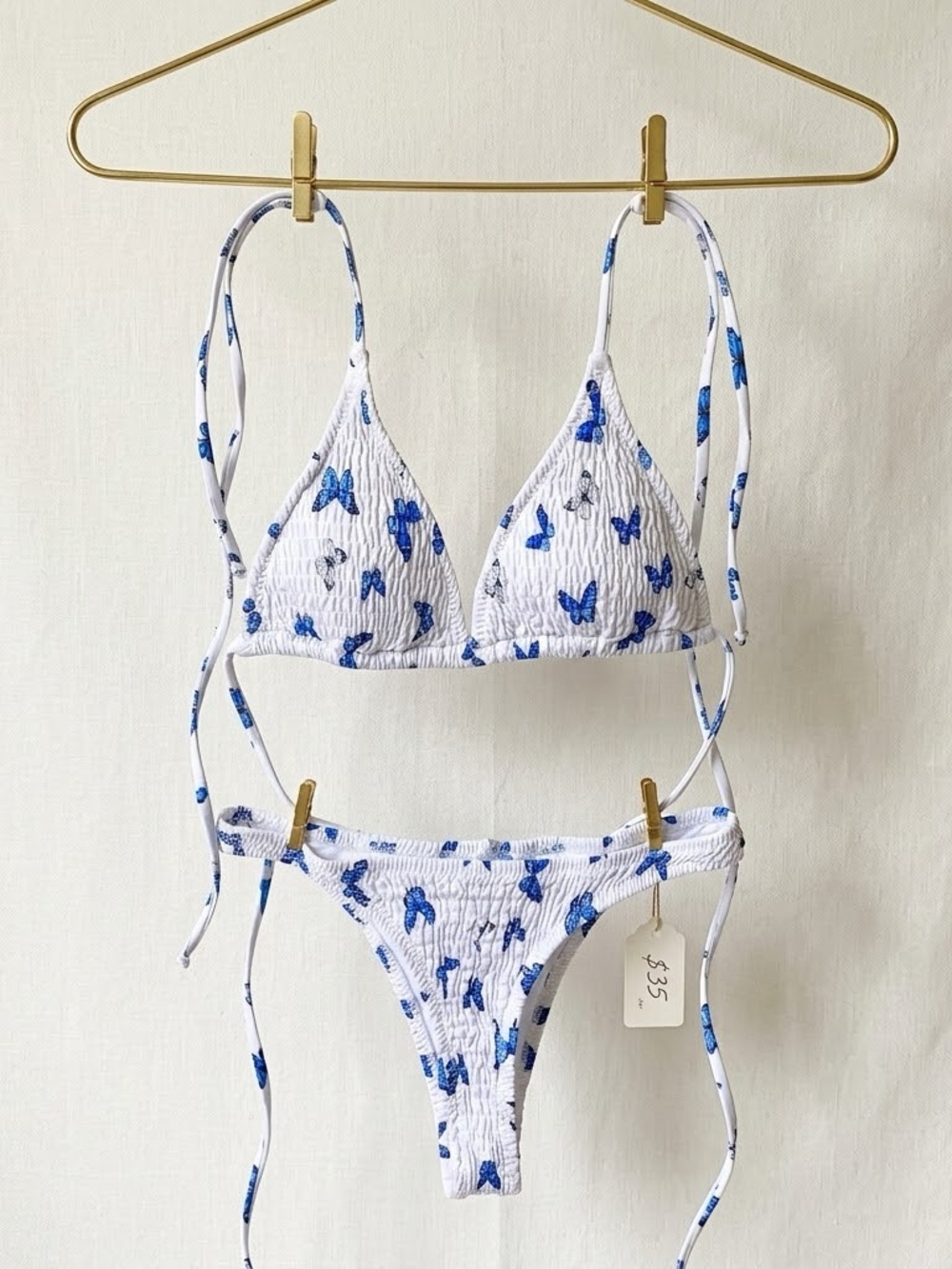 Y2K Pink Butterfly Print String Bikini Set | Cute Two Piece Swimwear